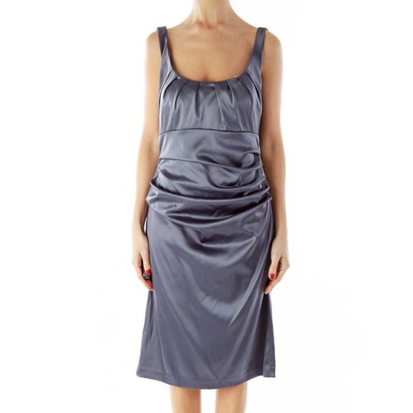 Suzi Chin Dresses & Skirts - Suzi Chin Gray Scrunched Cocktail Dress